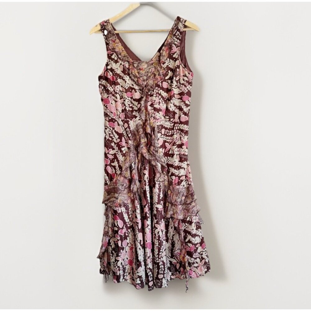 Sundance Silk Floral Ruffle Dress Women’s 4 Modern Earthy Boho Quiet Luxury